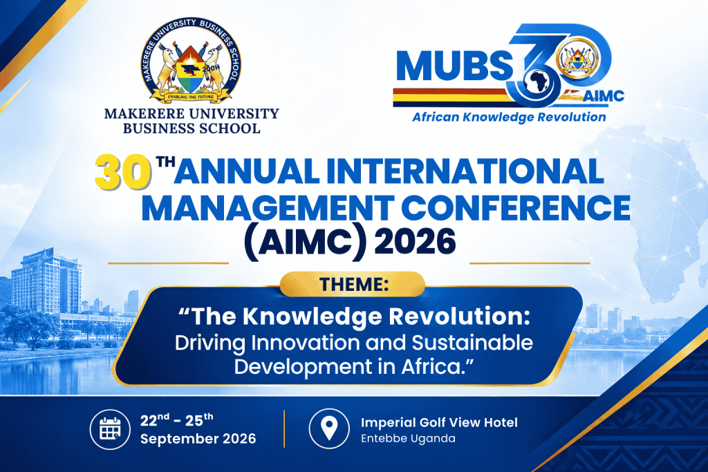 AIMC 2026 30th Annual International Management Conference banner at MUBS