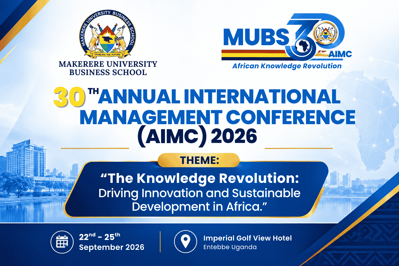 AIMC 2026 30th Annual International Management Conference banner at MUBS